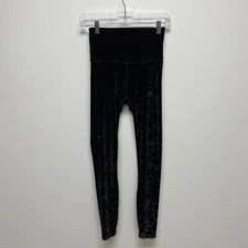 Beyond Yoga Womens Black Velvet Yoga High Waisted Stretch Skinny Leggings S