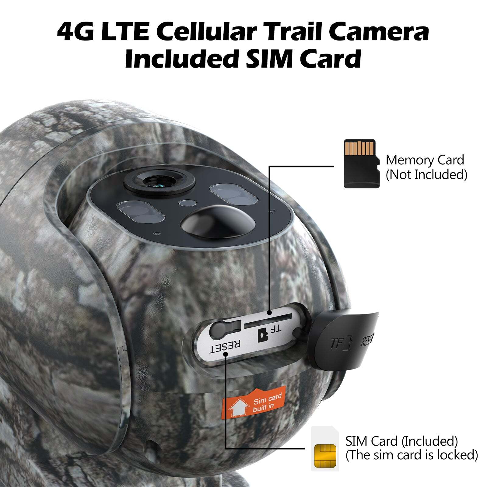Campark 2.5K 4G LTE Solar 360&deg; PTZ Trail Camera Game IP66 Security Cam SIM Card