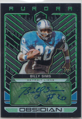 2019 Panini Obsidian Aurora Autographs Electric Etch Green #41 Billy Sims 23/25
