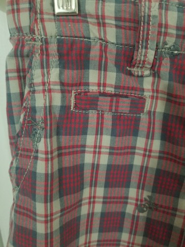 Gap Kids Boys 10 Plaid Embroidered Skulls Red Gray Adjustable Waist Chino Shorts - Picture 10 of 12