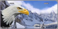 AMERICAN BALD EAGLE OVER ROCKY MOUNTAINS LICENSE PLATE, Made in USA