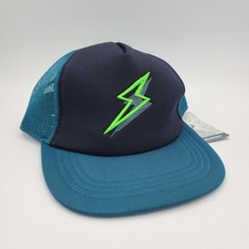 Tommy Bahama Kid's Snap Back Truckers Hat Cap One Size Lighting Bolt Blue Green
