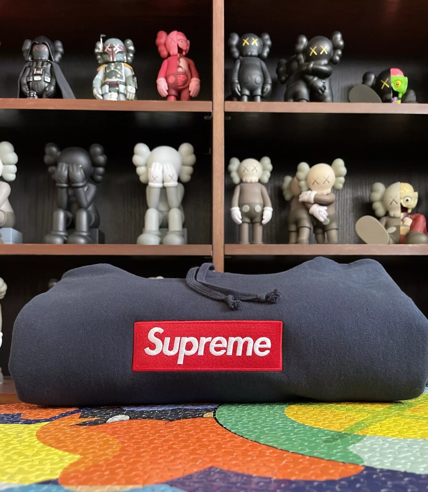 PULL À CAPUCHE 100 % AUTHENTIQUE BOÎTE SUPREME LOGO SWEAT SHIRT MARINE FW16 XLARGE DSWT