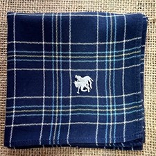 MEN HANDKERCHIEF COTTON BLUE CHECKED VINTAGE POCKET SQUARE 18" CLASSIC ART PLAIN