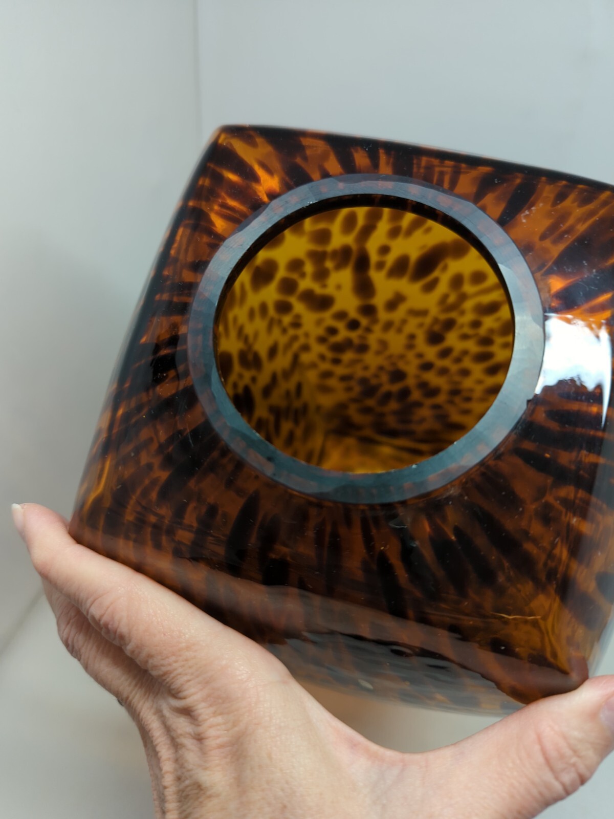 Tortoise Shell Glass Lidded Jar Ginger Apothecary Canister Extra Large ...