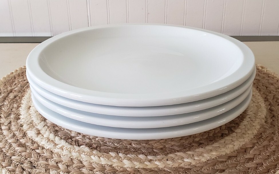 4 Pottery Barn Suppertime Dinner Plate White Restaurant Heavy Ware Du