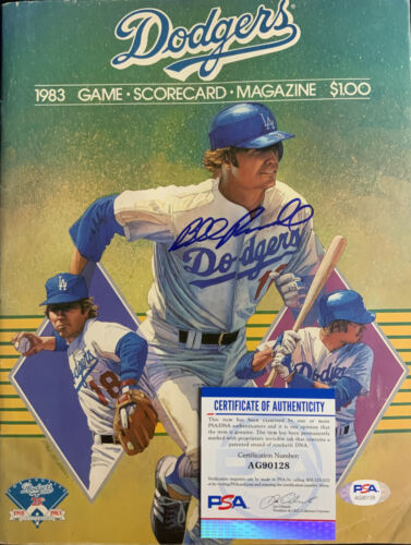 DODGERS BILL RUSSELL SIGNED 1983 GAME SCORECARD MAGAZINE PSA AG90128 - Picture 2 of 2