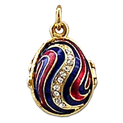 Boîte à bibelots en oeuf Faberge bleu doré avec un éléphant doré à