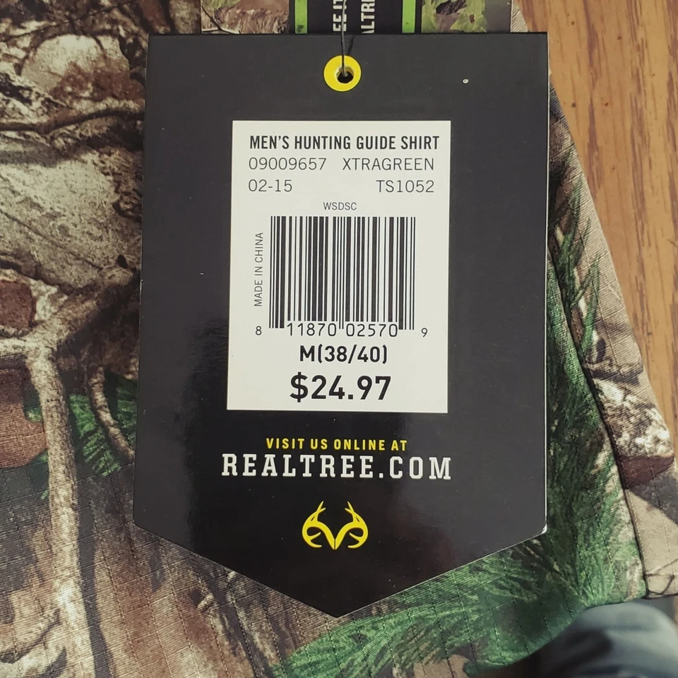 Realtree Mens Hunting Guide Shirt M XtraGreen Camo Short Sleeve Ripstop - Image 4 of 4