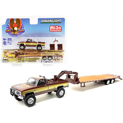 NEW 1/64 THE FALL GUY 1982 GMC K-2500 Pickup Brown & Gooseneck Trailer MIJO