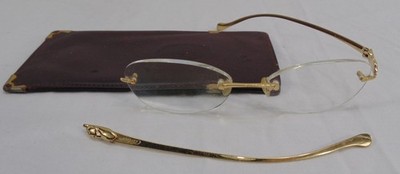 Cartier CT00580 Panthere Panther Rimless RX Eyeglass Frames Gold Needs Repair