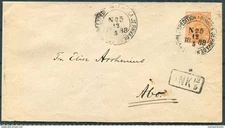 1888 Finland ANK Jernvagens Railway TPO 20pen Orange Stationery cover