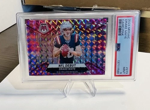 2024 Mosaic Drake Maye Camo Pink RC PSA 9