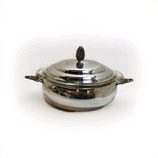 Sheffield Silverplate Casserole Dish with Anchor Hocking Baking Dish Made in USA
