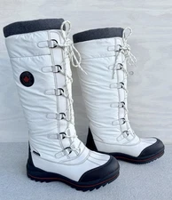 Cougar Canuck WP White Nylon Insulated Tall Pull On Winter/ Snow Boots Size 7 M