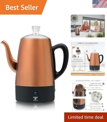 10 Cup Copper Percolator Coffee Pot Electric, Stainless Steel Coffee Percolat...