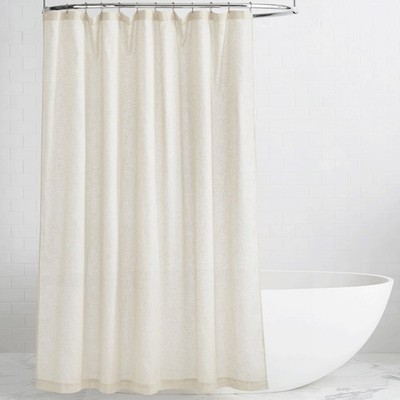 KGORGE Natural Linen Shower Curtain - Button Hole, Semi-Sheer, Waterproof, 72x84