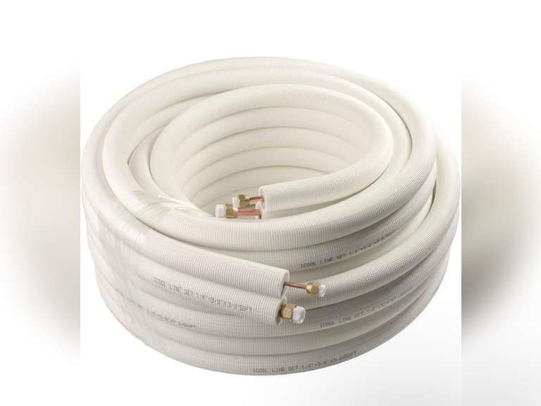 Wostore 50Ft. Mini Split Line Set Includes Two Pipes 1/4" & 3/8" O.D. 3/8" Thick
