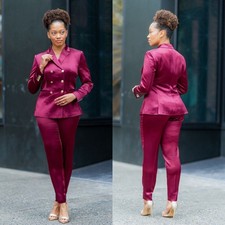 Silk Satin Women Suits Business Evening Party Wedding Blazers Ladies Outfits