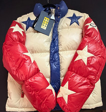 Moncler Genius x Palm Angels Men's Star Puffer Jacket Blue/White/Red Sz 2