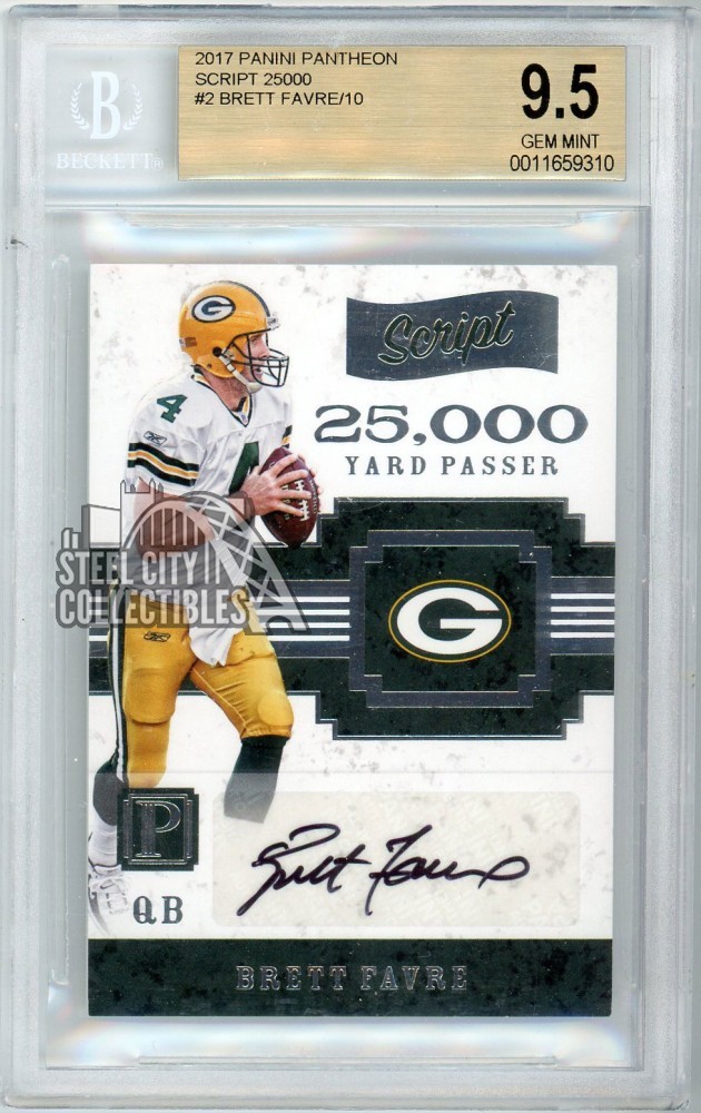 Brett Favre Autographed Signed 2017 Pantheon Script 25,000 Autograph Card #TS-BF 8/10 BGS 9.5 