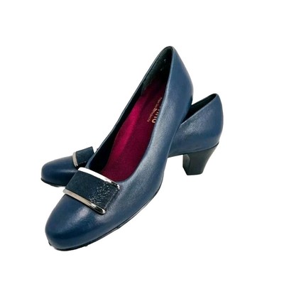 Munro 9M Blue Soft Leather Pump Shock Absorbing Heel Rubber Sole Perfect Fit New