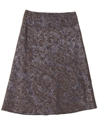 VINTAGE Damen A-Linien Rock UK 14 Large W32 blau Blumen Polyester BY05