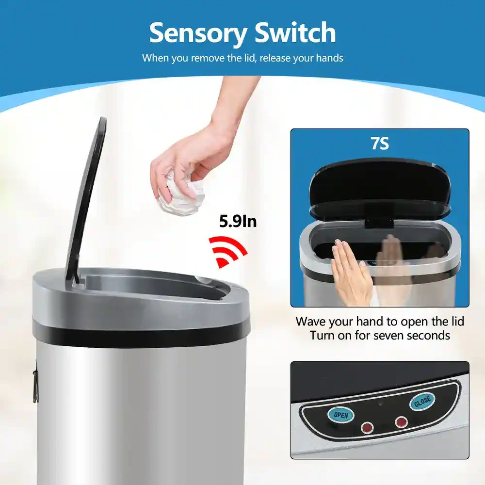 Motion Sensor 13 Gallon 50 Liter Odorless Slim Trash Can by Furniture of America