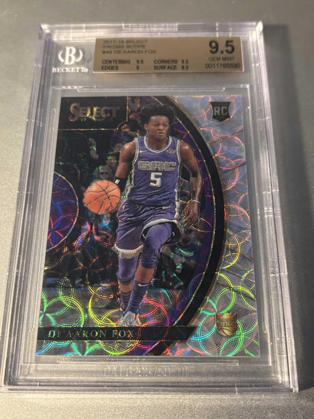 2017-18 Panini Select Concourse De'Aaron Fox #49 (RC) Prizm Scope BGS 9.5 💎