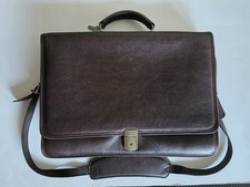Vintage Jack Georges Brown Leather Briefcase USA Made Key Lock + Original Cloche