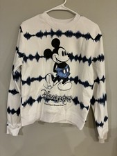 Disneyland 2025 Mickey Blue Small White Tie Dye Sweatshirt NWOT