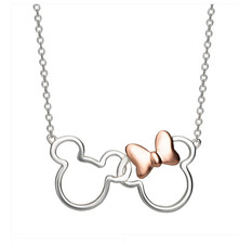 Image of Disney Mickey & Minnie Mouse Silver and rose gold Sterling silver Necklace