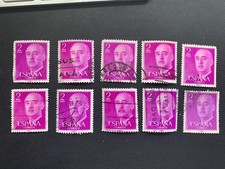 SPAIN ESPANA 1956 GENERAL FRANCO 2PTA VIOLET PURPLE - USED BULK LOT OF 10 STAMPS