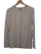 Banana Republic 100 Extra Fine Merino Wool Crewneck Preppy Gray Sweater Men's S