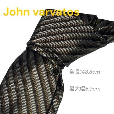 John Varvatos Brown Herringbone Silk Tie Handmade in Italy