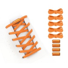 Elastic No Tie Shoelaces Replacement 5Pcs with 4 Metal Buckles, Orange
