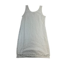 Ann Taylor LOFT Lace Shift Dress Womens 10 White Sleeveless Lined Cottagecore