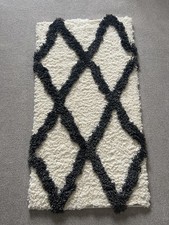 Natural Sanctuary Moroccan Geometric Shaggy Rug Cream/Black Ultra Soft 60x110