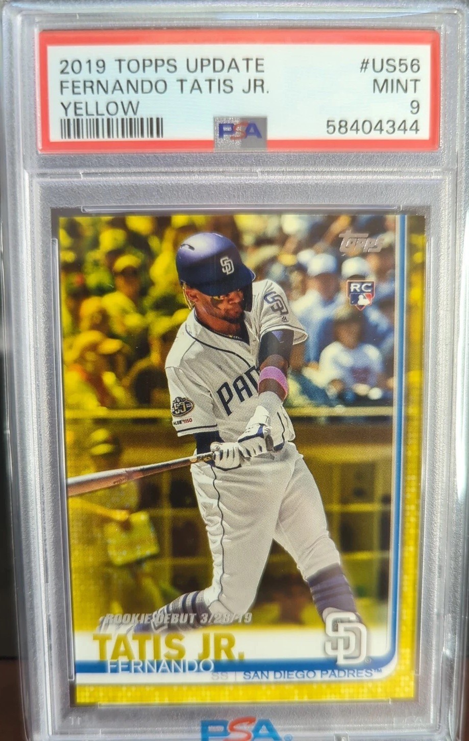 2019  FERNANDO TATIS Jr. Topps Update Yellow RC Rookie Debut #US56 🔥 PSA 9 MINT