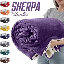 Reversible Winter Sherpa Fleece Blanket Throw Warm Plush Blankets for Sofa Bed