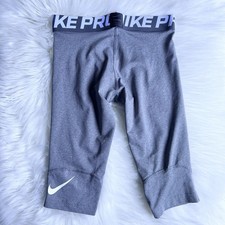 Nike Pro Boy&rsquo;s 3/4 Printed Training Leggings Sz XS Gray
