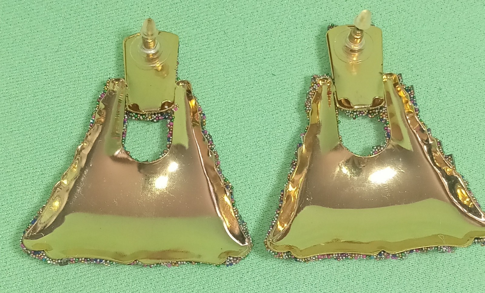 Big STATEMENT Multi Color RHINESTONE EARRINGS Col… - image 4