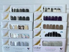RETIRED Color Street Nail strips Lot 10 Sets Petite / Black / Gold/ Silver New