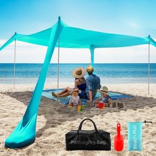 Beach Tent Sun Shelter UPF50 , 10x10 FT Family Beach Shade Canopy with 4 Alum...