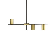 Z-Lite 814-3L Calumet 3 Light 32"W Linear Chandelier - Matte Black / Olde Brass