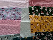 Stoffpaket 10 schöne Stoffreste Baumwolljersey , Fleece für Halstücher geeignet