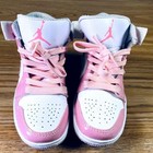 Nike Jordan 1 Mid Girls Sneakers Pink White Glitter Size 27 High Top 507940-030