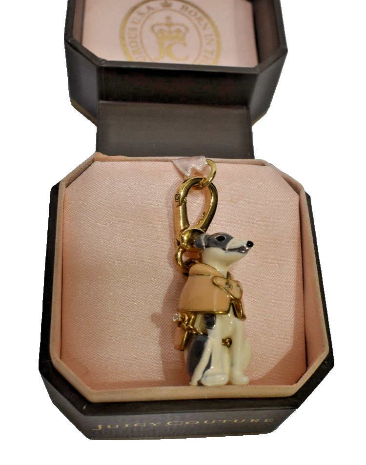 Dije de trinchera Juicy Couture Greyhound para perro dorado YJRUO316 ¡Nuevo en caja! Foto 2 de 4