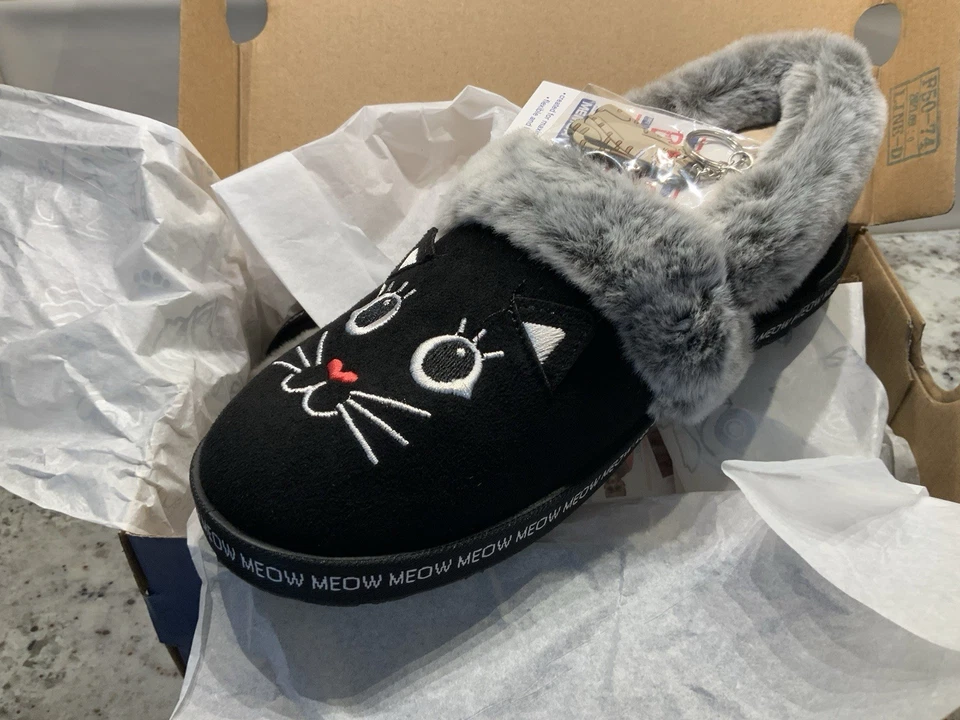 Skechers BOBS Zapatillas Mujer 6 Too Acogedor Maullido Pijama Sin Cordones Planos Negro Leer Foto 3 de 4