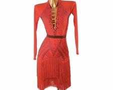 red latin dance competition dress Size XL